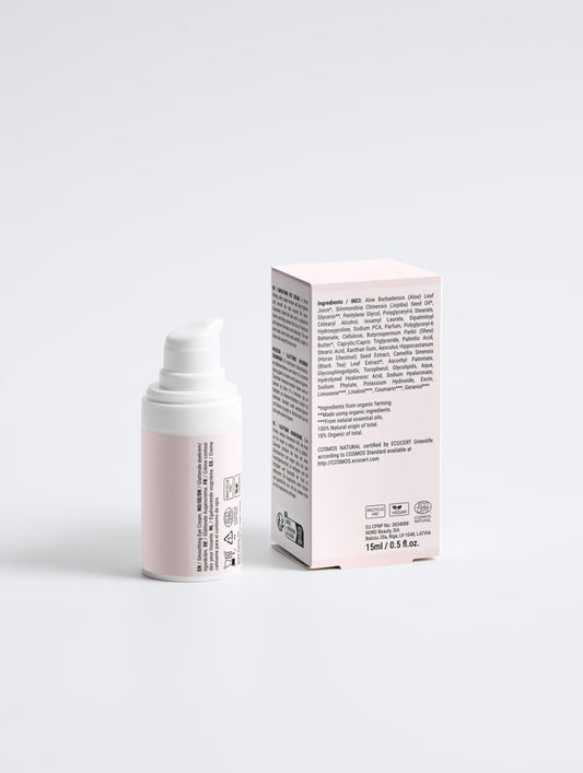 Anti-aging eye cream with ceramides and jojoba oil for delicate under-eye skin