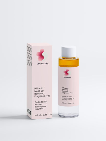 Biphasic makeup remover with aloe vera and hyaluronic acid for gentle cleansing
