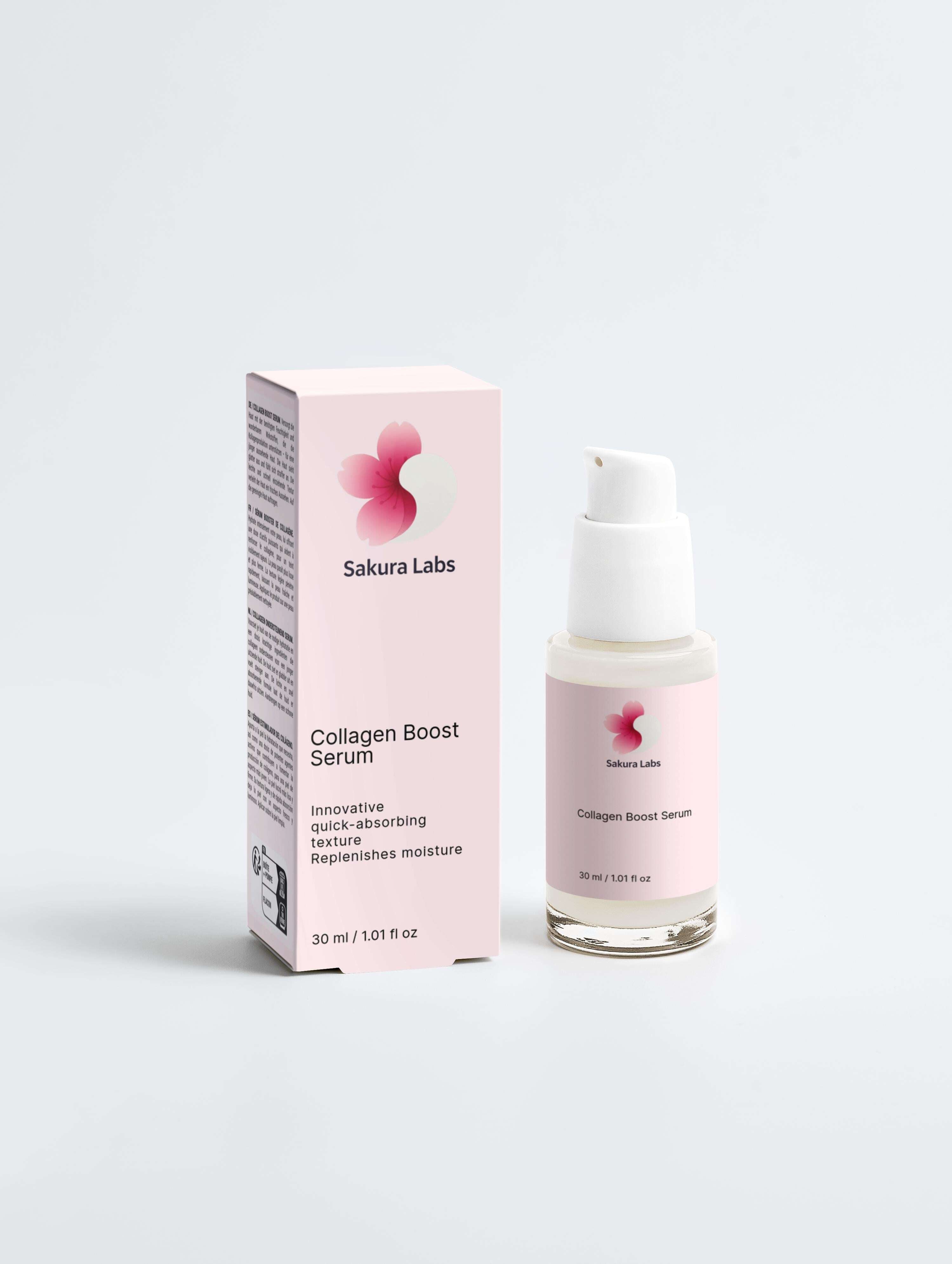 Collagen boost serum with hyaluronic acid and sunflower oil for skin firmness and elasticity