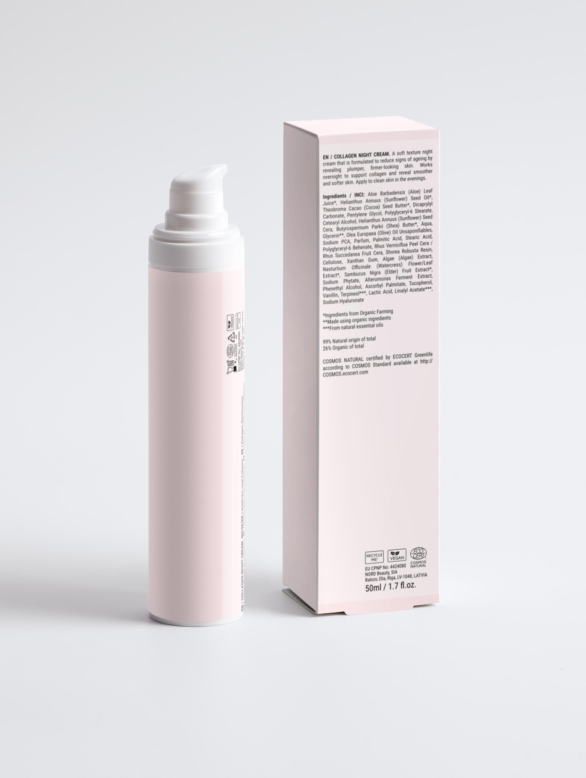 Nourishing night cream with collagen, cocoa butter and shea for deep hydration