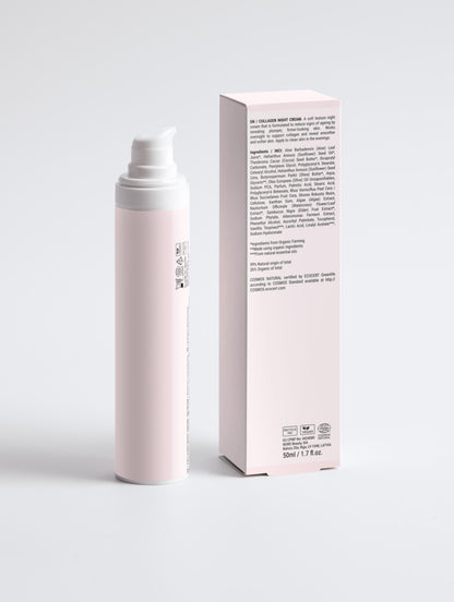 Nourishing night cream with collagen, cocoa butter and shea for deep hydration